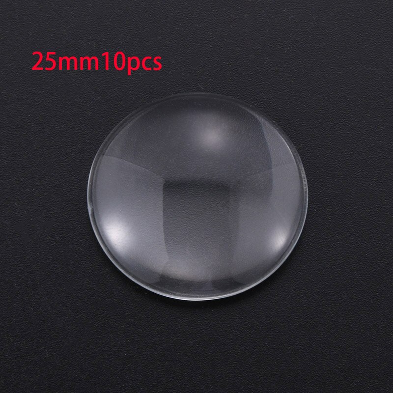 8/10/12/14/16/18/20/25/30/35/40/45/50 Round Flat Back Clear Glass Cabochon, , Cabochon Cameo For Diy Jewelry Making: 25mm10pcs