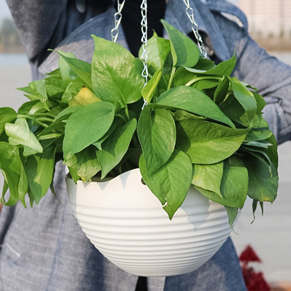 Plastic Hanging-Basket Flower Pot with Chain Home Garden Balcony Macrame Plant Hanger Planters Decor SMD66