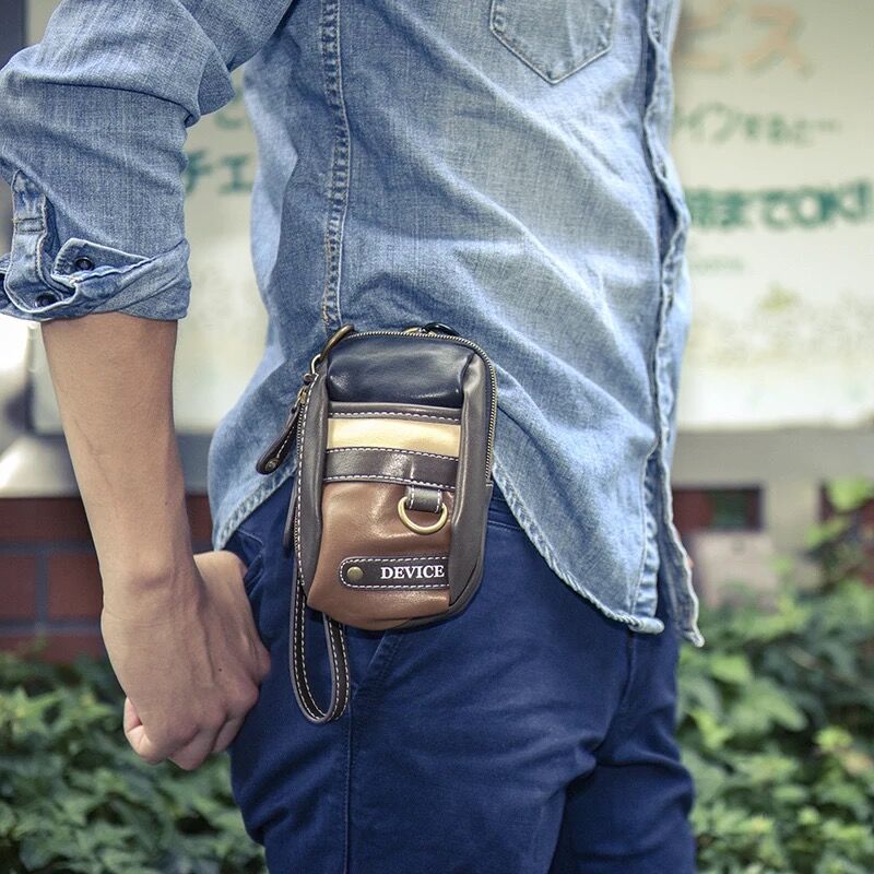 Crosscharm Brand Men Leather Handbag Travel Fanny Waist Pack Pouch Satchel Sling Messenger Crossbody Bags MINI Patchwork 50025