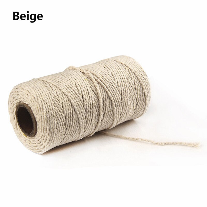 100 Yards 2mm Braided Cotton Cords Twisted Macrame Hand Knitted Cord for Handmade Sewing Thread DIY Craft Decoration Supplies: Beige