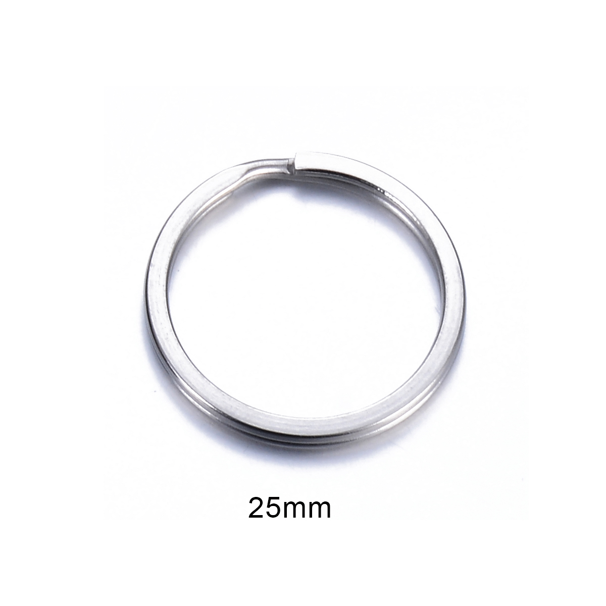 20 st/parti nyckelringar i rostfritt stål, runda platta nyckelhållare, delade ringar, 25mm 30mm nyckelringar för gör-det-själv nyckelringsspännen, smyckestillverkning: Vit