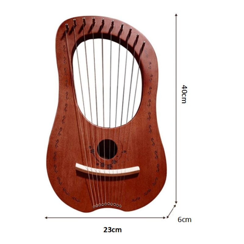 Harpe Lyre 10 cordes harpe Portable petite harpe avec Instrument de musique à cordes Durable harpe de sonore Stable, couleur du bois