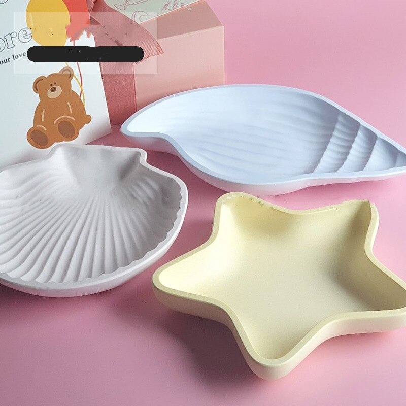 Shell Concrete Cement Tray Silicone Mold Leaf Jewelry Display Plate Tray Mold Plaster Photo Props Epoxy Resin Mould