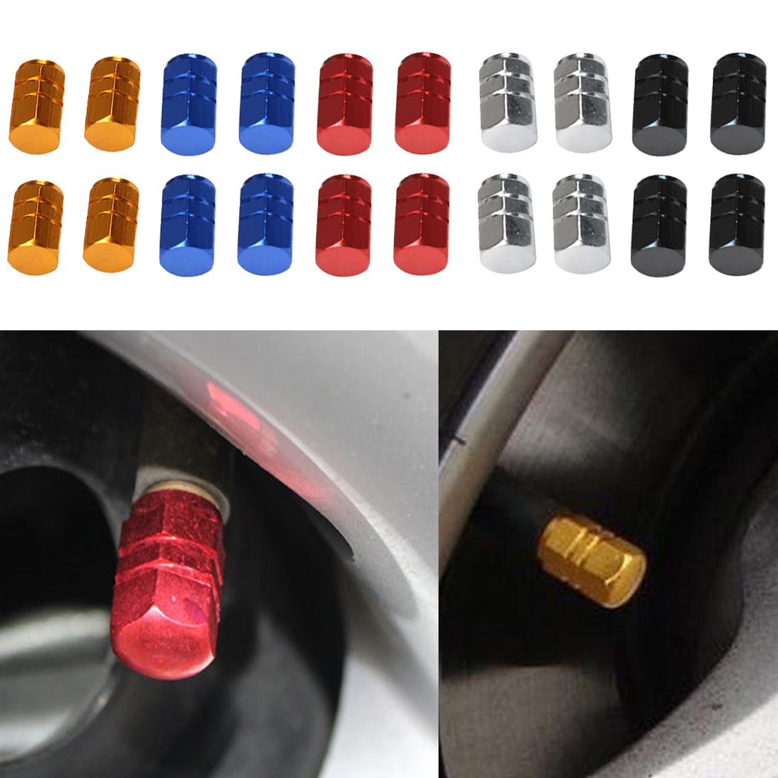 Theftproof, válvulas para neumáticos de rueda de coche de aluminio, tapones de válvula de vástago de neumático, cubierta hermética 4 unids/set