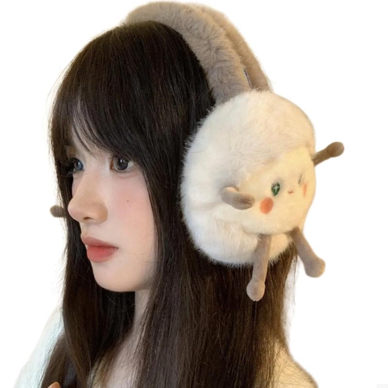 39BD Mooie Schapen Winter Oorwarmers Zachte en warme oorhoezen voor vrouwen Tieners Harige pluche oorbeschermers voor: WHITE