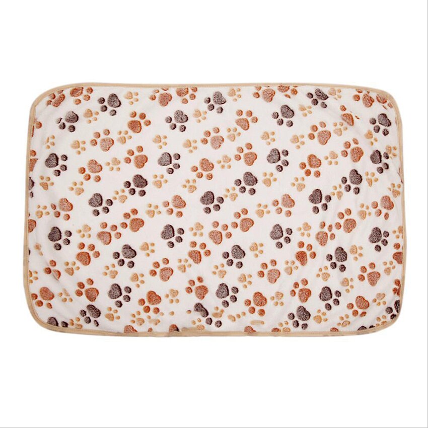 tapis pour animaux de compagnie petite grande patte impression chat chien chiot polaire couverture douce lit coussin chiot hiver fournitures pour animaux de compagnie patte impression artisanale: Beige Paw / S(20x20cm)