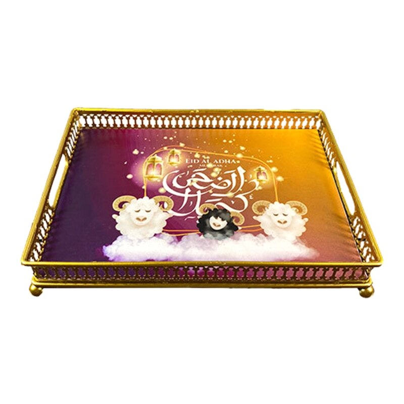 Rechthoek Moslim Mubarak Eid Ijzer Dessert Diner Plaat Lade Bakken Gebak Opslag Brood Brood Pan Ramadan Feestartikelen: S 2B