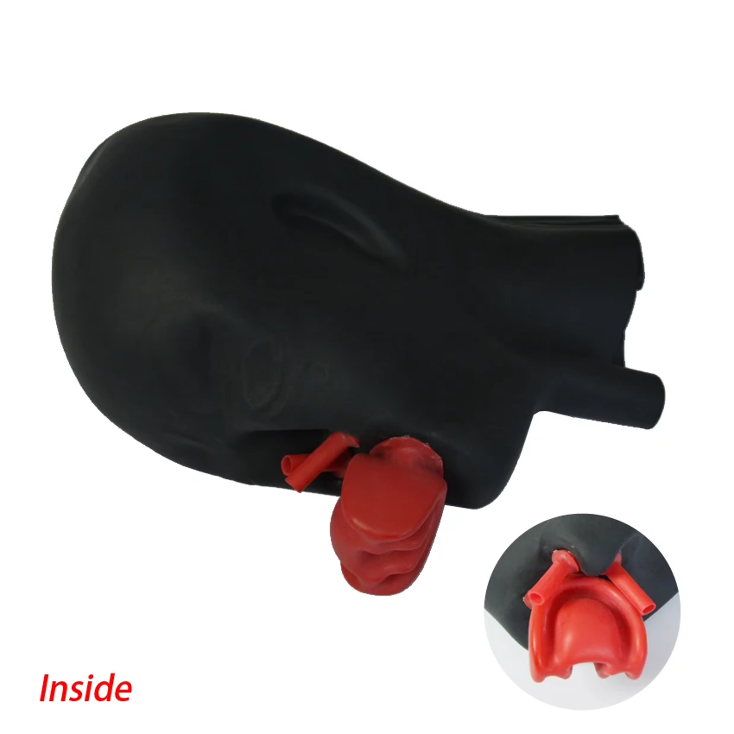 Molde de cabeza completa máscara de látex fetiche abierto cerrado capucha de goma con rojo para hombre y mujer dientes de boca funda de labio lengua tubo de nariz