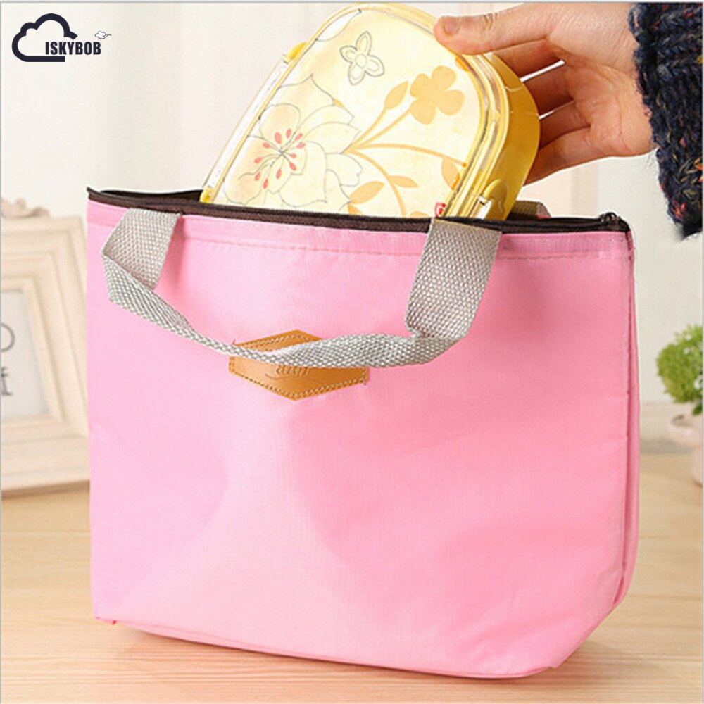 Geïsoleerde Tinfoil Aluminium Koeler Thermische Picknick Lunch Tas Waterdichte Reizen Tote Doos Mode 4 Snoep Kleuren: Roze