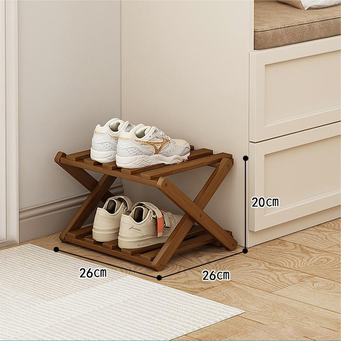 2-6 Tier Installation Free Bamboo Shoe Rack for Home Use, Simple Breathable Shoe Shelf, Multifunctional Foldable Storage Rack: light yellow