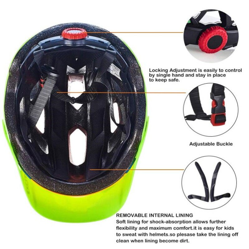 EXCLUSKY Kids Bike Helmet Child Size 50~57cm Fit for 5~13 Years Red Mtb Cycling Helmet Bicycle safety protection Sport Cap E
