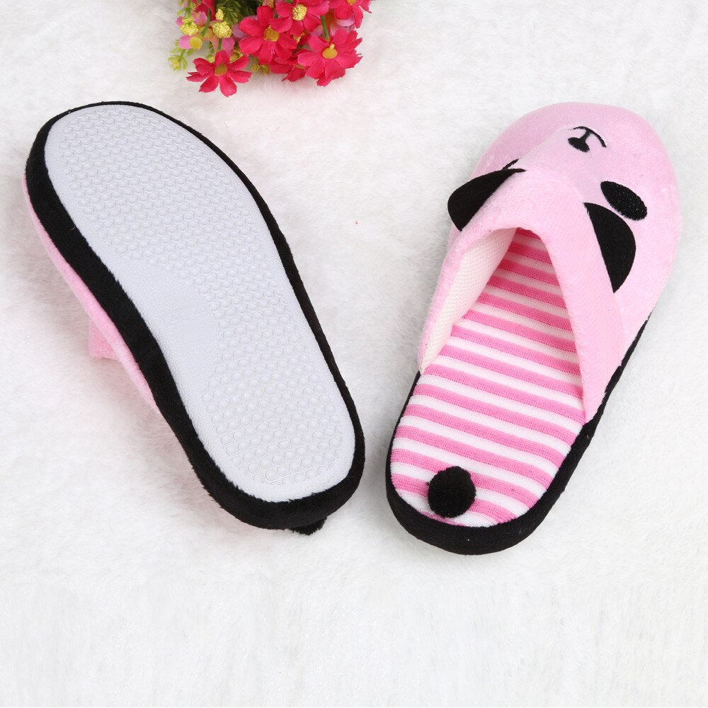 Belle bande dessinée Panda maison pantoufle femme chaussures mignon maison plancher doux rayure pantoufles femme chaussures 36-40