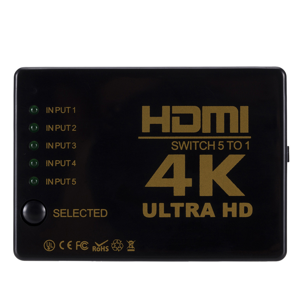 4K 2K 5x1 HDMI Cable Splitter HD 1080P Video Switcher Adapter 5 Input 1 Output Port HDMI Hub for Xbox PS4 DVD HDTV PC Laptop TV