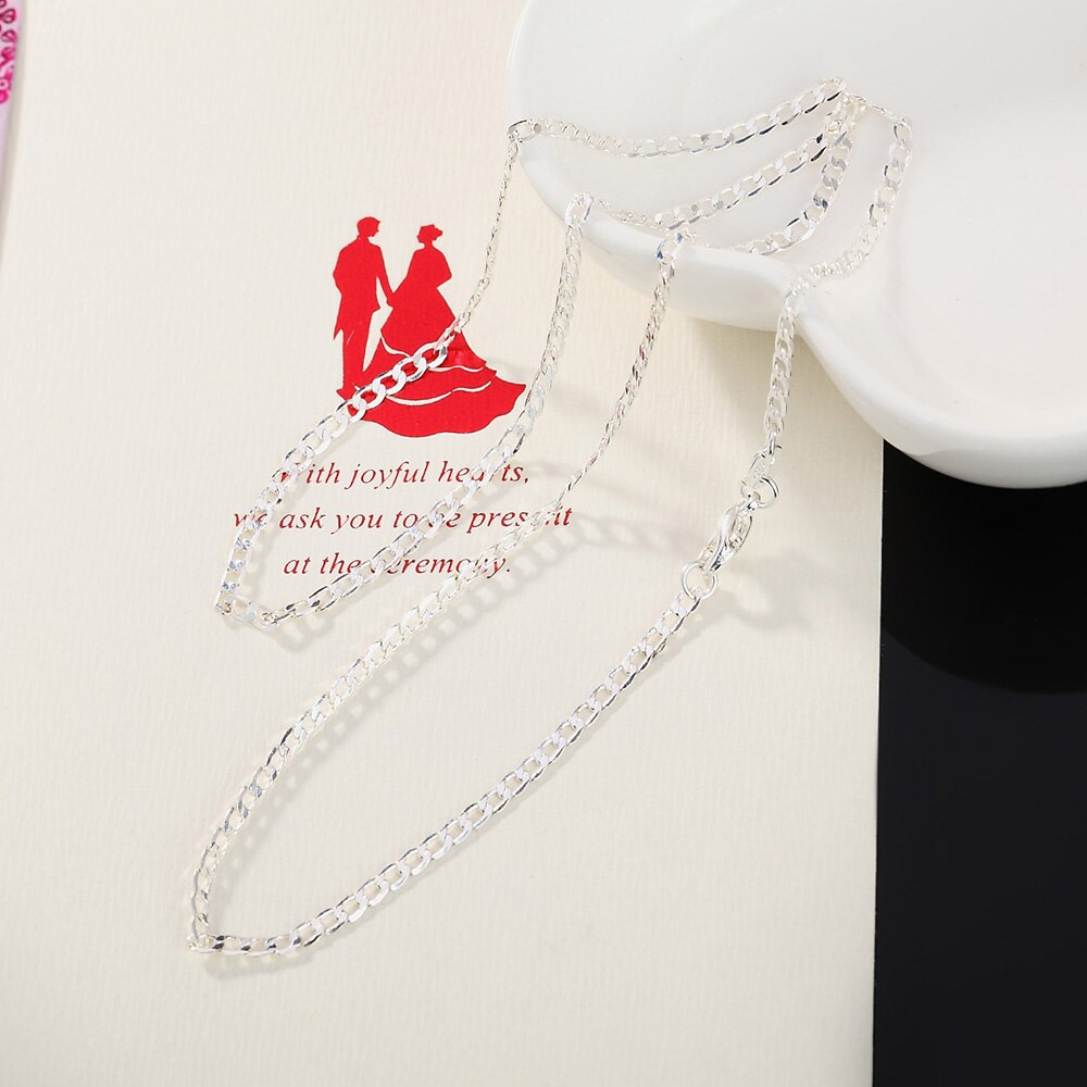 Dunne Gedeelte 5Pcs 925 Zilveren Ketting 2Mm Sideways Zilveren Ketting Diy Met Ketting Sleutelbeen Keten 16''18''20''22''24