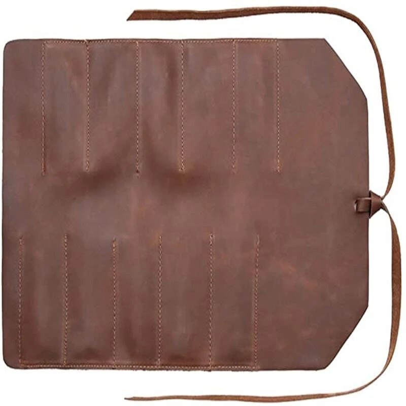 Multi Pocket PVC Tool Roll Up Bag Multifunctional Toolkit Brown Wrench Roll Pouch Tool Zipper Carrier Tote Storage Bags