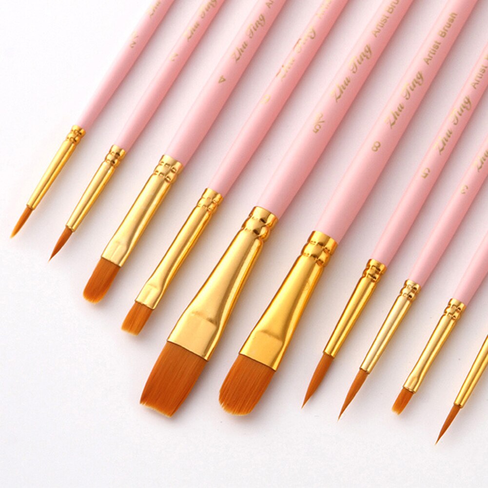 Ensemble de pinceaux de peinture couleur bonbon, 10 pièces, pinceaux d'art pour aquarelle à l'huile acrylique, Kits de peinture professionnels pour artiste, fournitures d'art