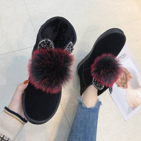 Winter Vrouwen Laarzen Bont Hoofdtelefoon Leuke Laarzen Waterdicht En Fluwelen Dikke Warme Schoenen Gemaakt Van Katoen.