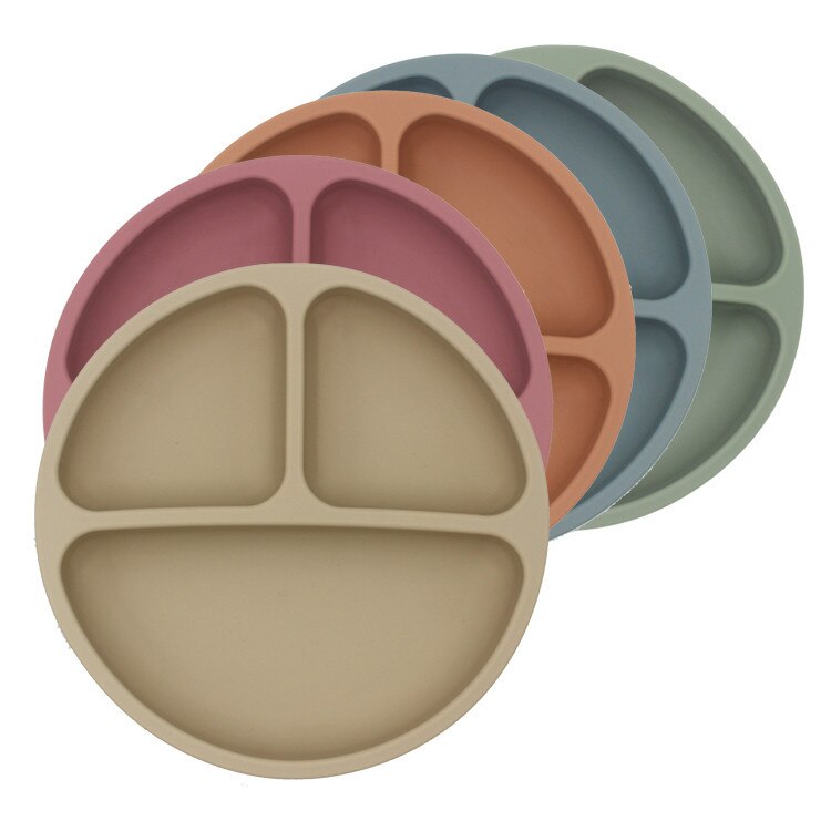 Baby Safe Siliconen Eetkamer Plaat Solid Leuke Cartoon Kinderen Gerechten Training Servies Kids Feeding Bowls