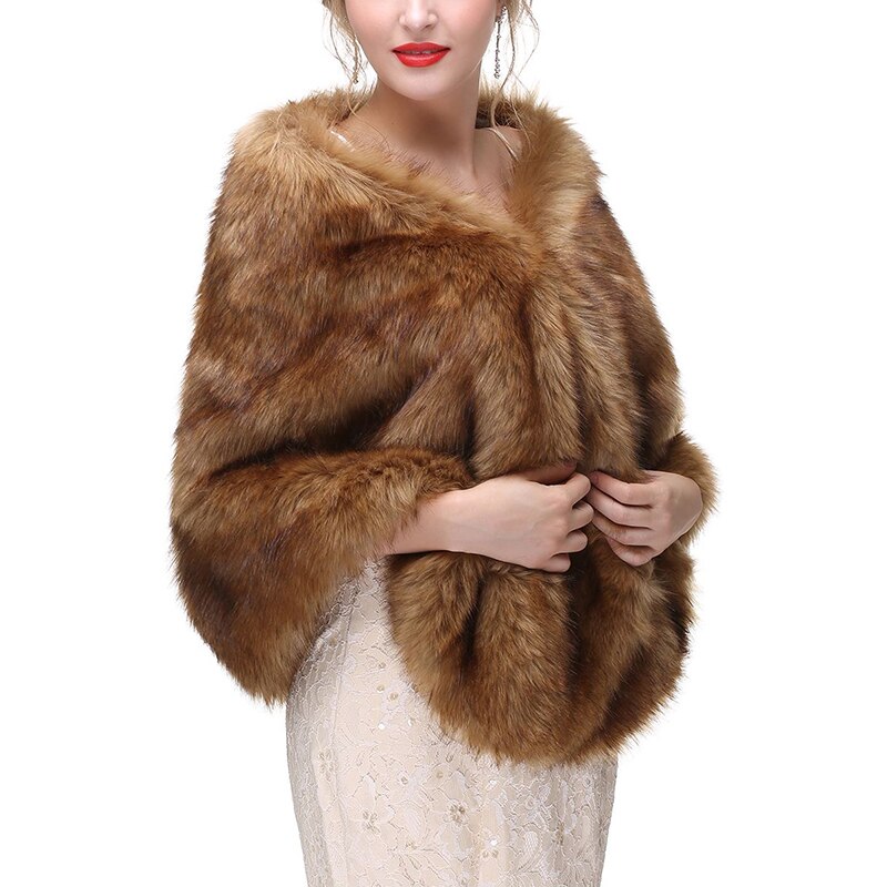 Säljare varma faux päls stolar bröllop wrap vinter bröllop bolero jacka brudrock tillbehör bröllop cape rock