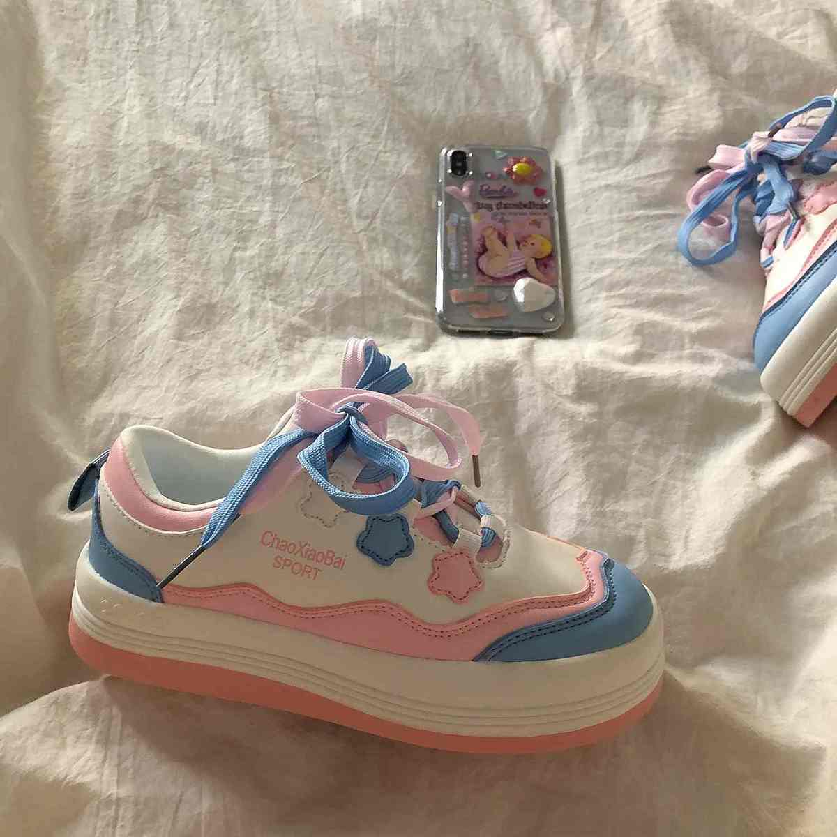 Lolita-zapatillas de deporte de punta redonda para mujer, zapatos informales Kawaii de estilo japonés, zapatos de Vintage