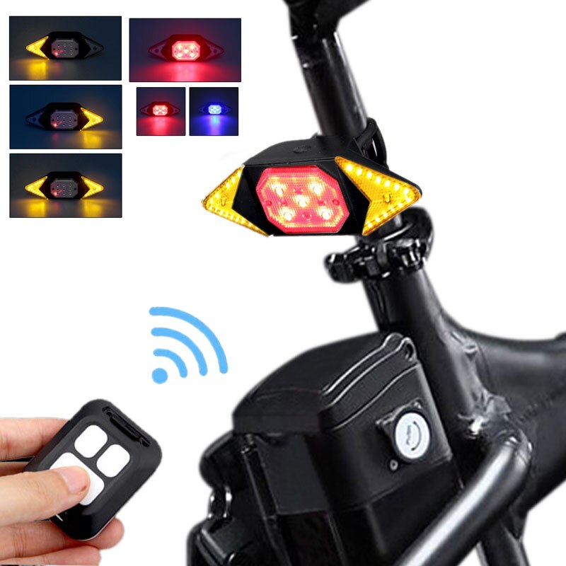 Usb Smart Bike Achterlicht Afstandsbediening Achter Fietslicht Mtb Road Fietsen Waterdichte Knipperlichten Waarschuwing Lamp