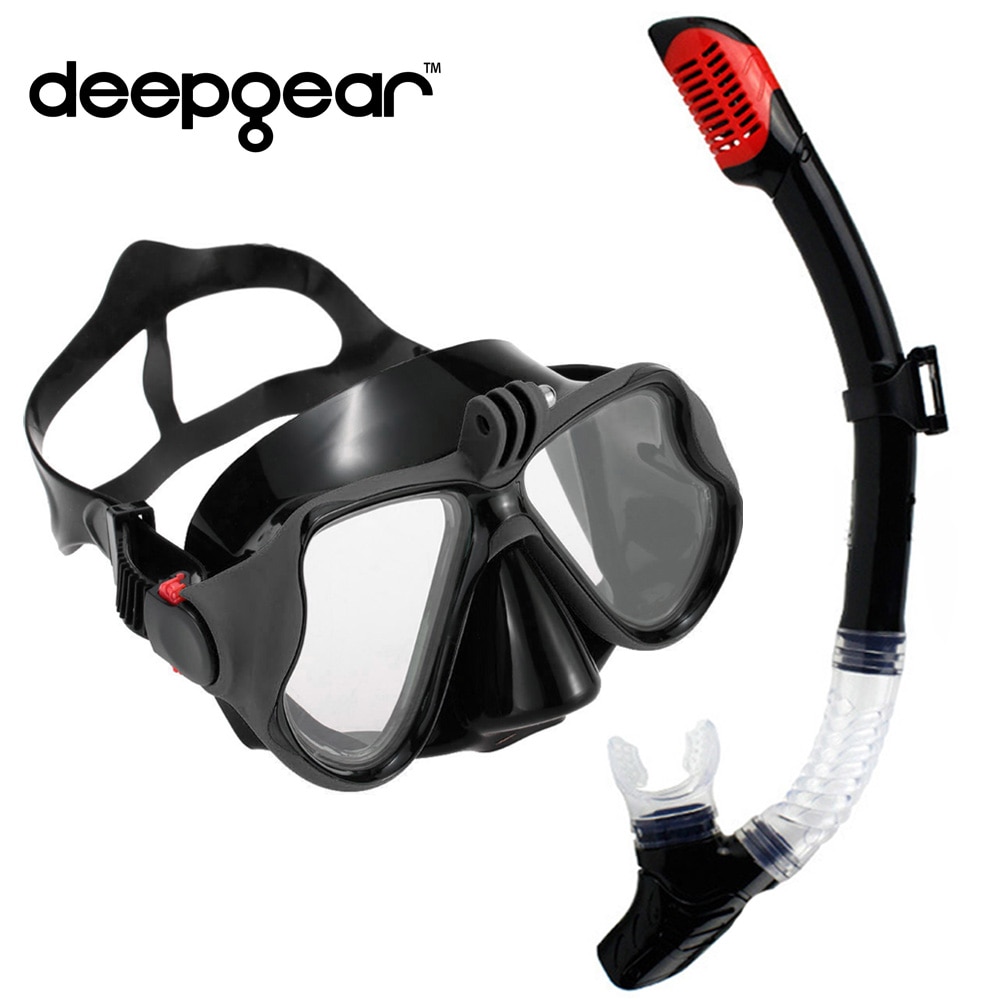 DEEPGEAR Kurzsichtig tauchmaske und schnorchel einstellen oben Kamera taucherbrille Trocken schnorchel getriebe Heißer wassersport getriebe und tauchausrügestochen