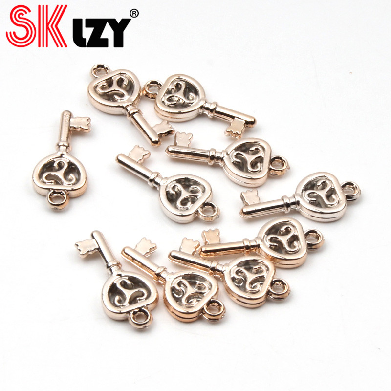 30 stücke Rose Gold Acryl Gemischt Stile Blatt Herz Schlüssel Crown Charms Anhänger DIY Schmuck für Halskette Armband, Der Mithelfer: Style 6