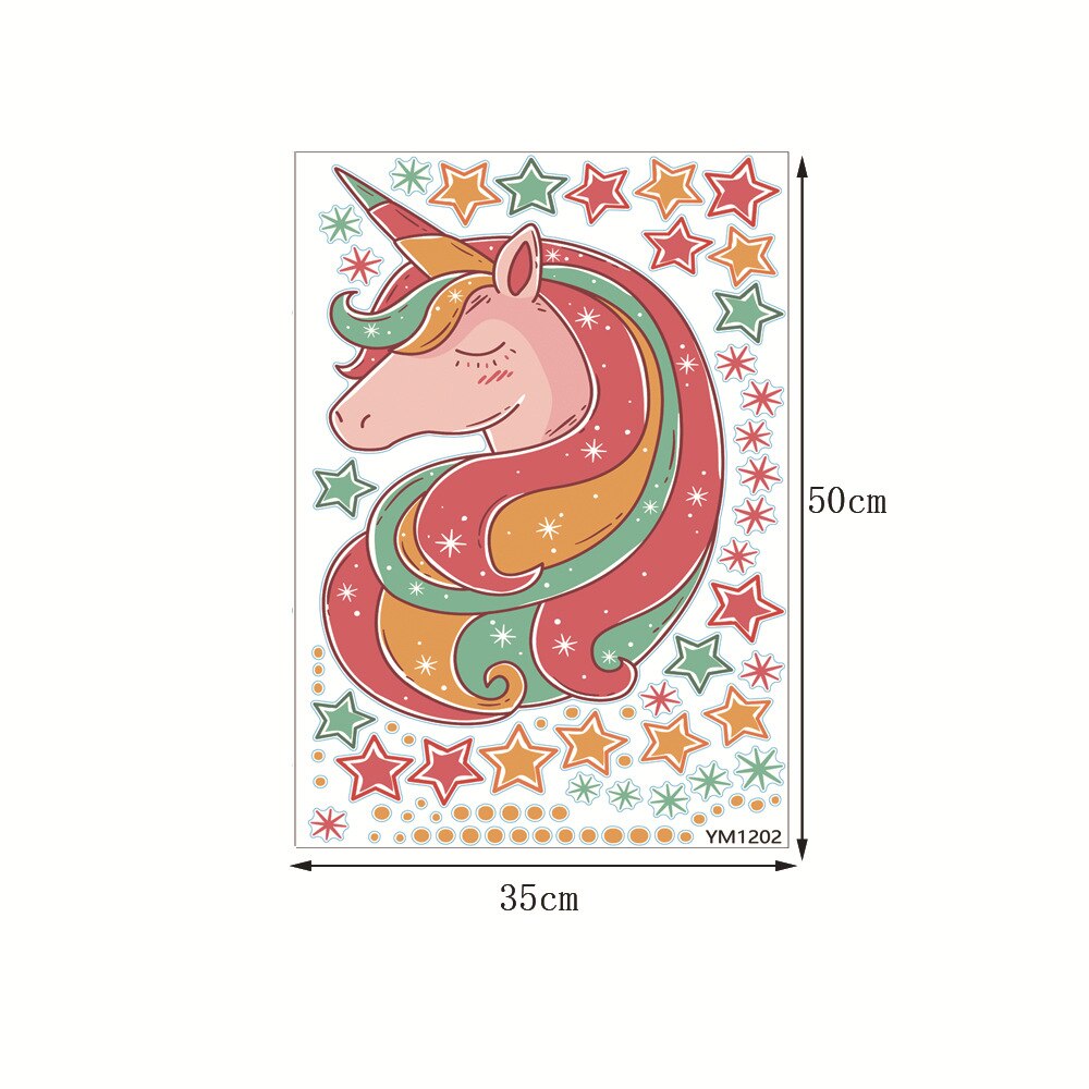 Muursticker met regenboog eenhoorn, meisjeskamer, muursticker, kunst, kinderkamer, woondecoratie: Roze