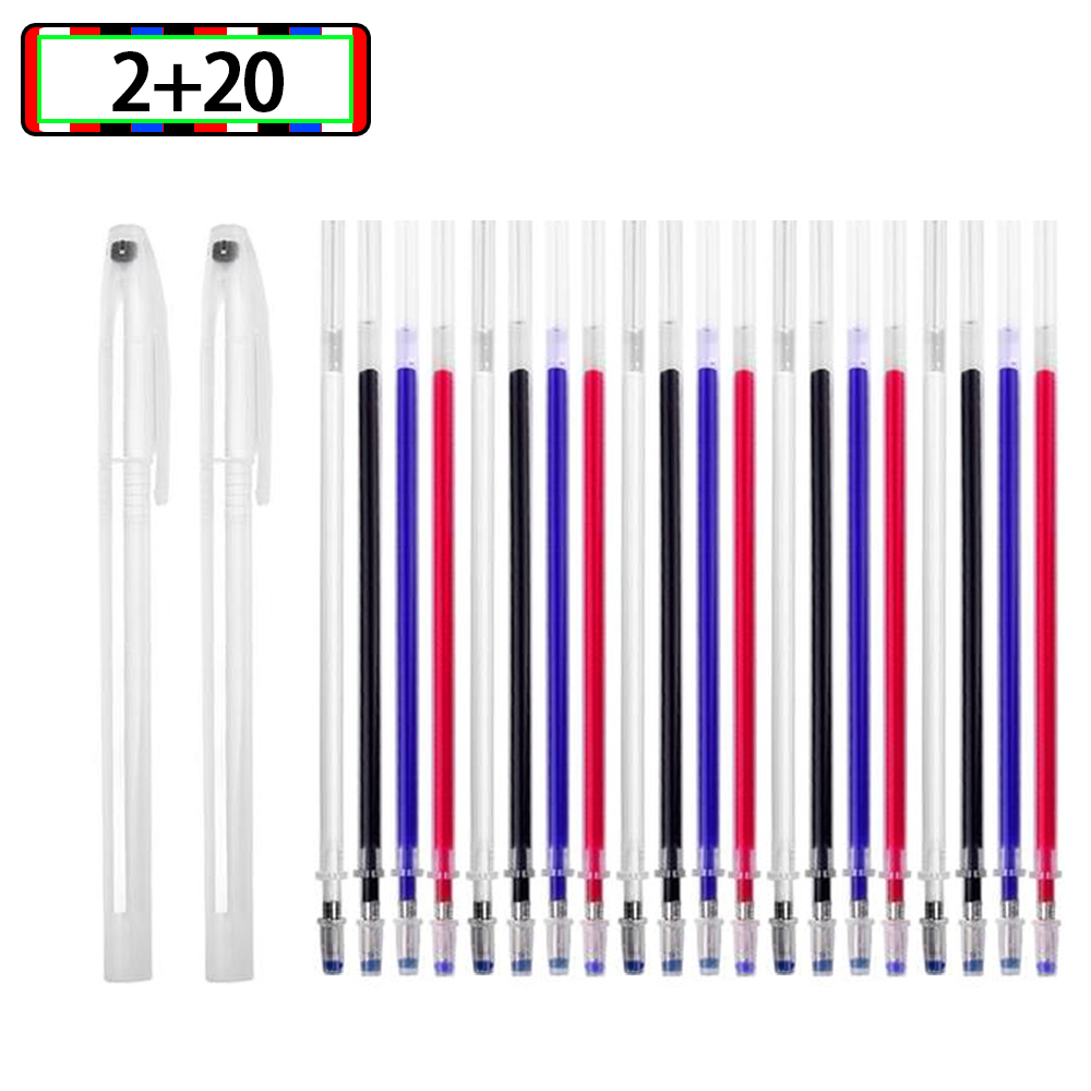 Stylo marqueur pour tissu disparaît à haute température, recharge effaçable pour tissu Patchwork, en cuir PU, outils de couture, 4/12/20 pièces: Black