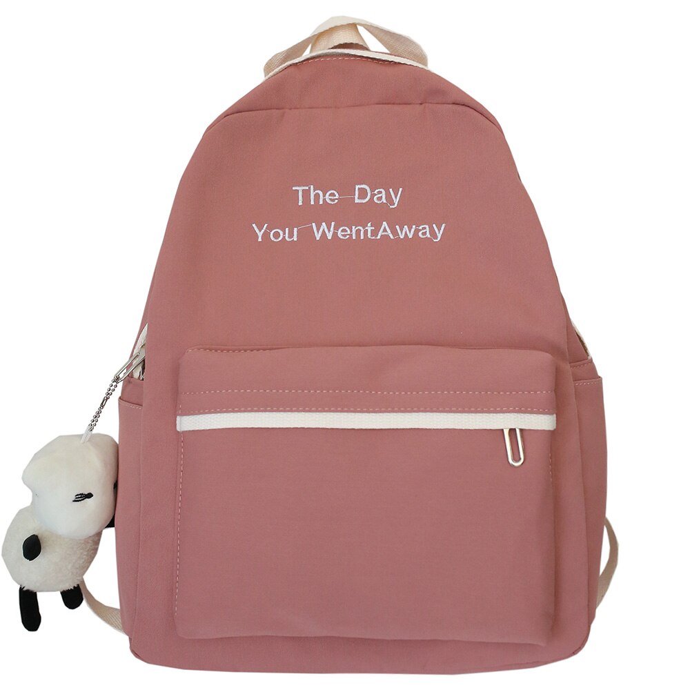 Mädchen Hochschule Schüler Männlichen Rucksack Nette Wasserdicht Nylon Frauen Schule Tasche Damen Kawaii Rucksack Stickerei Tasche Männer Buch: Rosa / Nein Schaf Anhänger