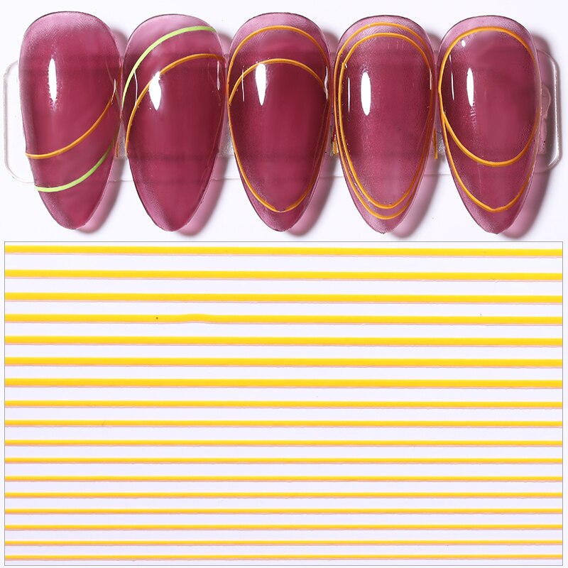 1 hoja pegatina de uñas líneas fluorescentes Color 3D cinta arte adhesivo para uña pegatinas DIY uñas