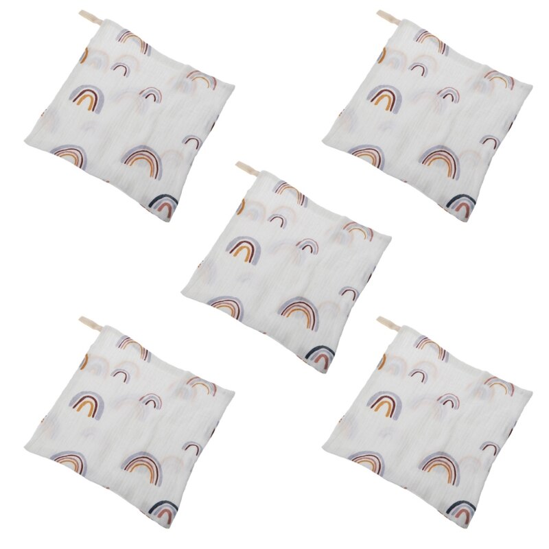 5 Pcs Towel Baby Facecloth Bath Towel Handkerchief Cotton Burp Cloth Soft Absorbent Gauze Washcloth: 7