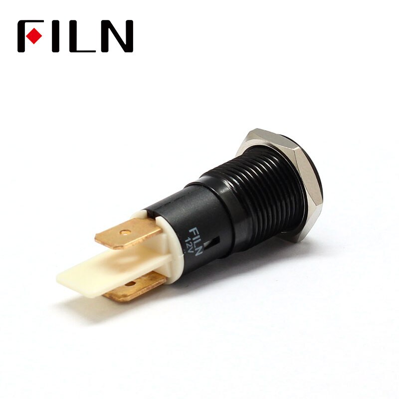 FILN – voyant lumineux led 12v avec broche, symbole de feux de route, pour tableau de bord de voiture, coque noire, 14mm