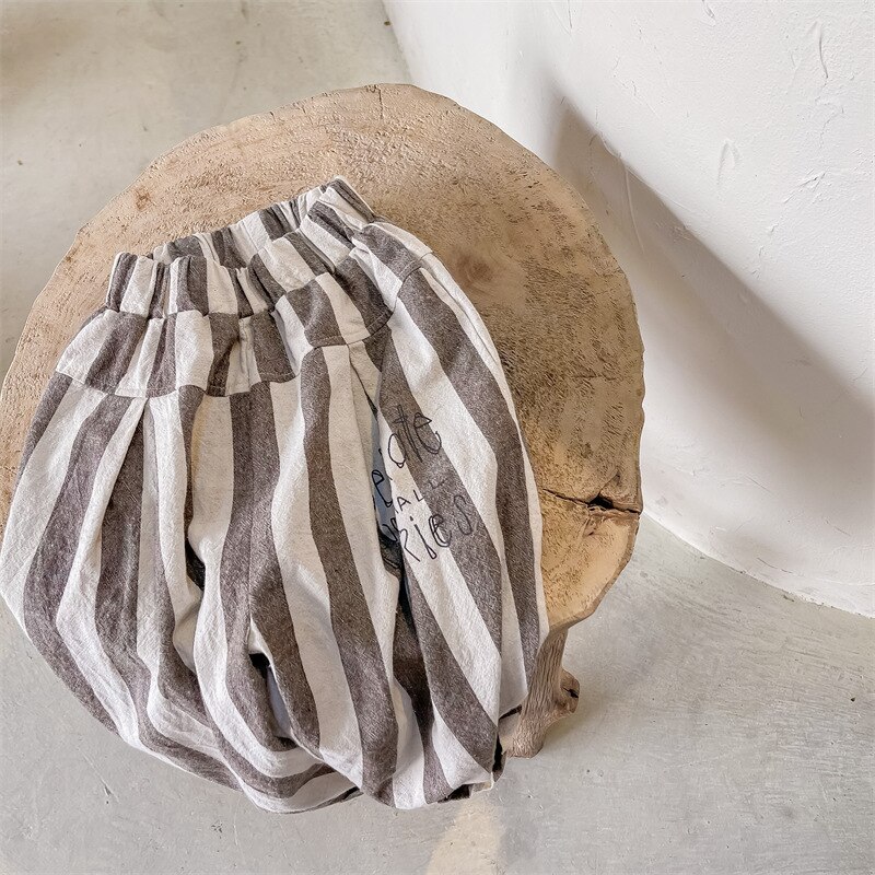 1576C 2022 Lente Kinderen Kleding Gestreepte Broek Mode Linnen Katoen Jongen Harembroek 1-7Year Girls 'Casual Broek