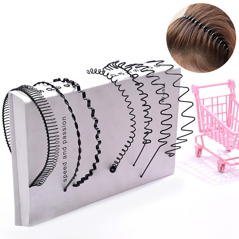 Metalen haarband voor mannen en vrouwen, unisex, zwarte golvende haarband, gezichtsreinigingshaarband, 5mm breedtes, eenvoudige sporthaarband, haaraccessoires