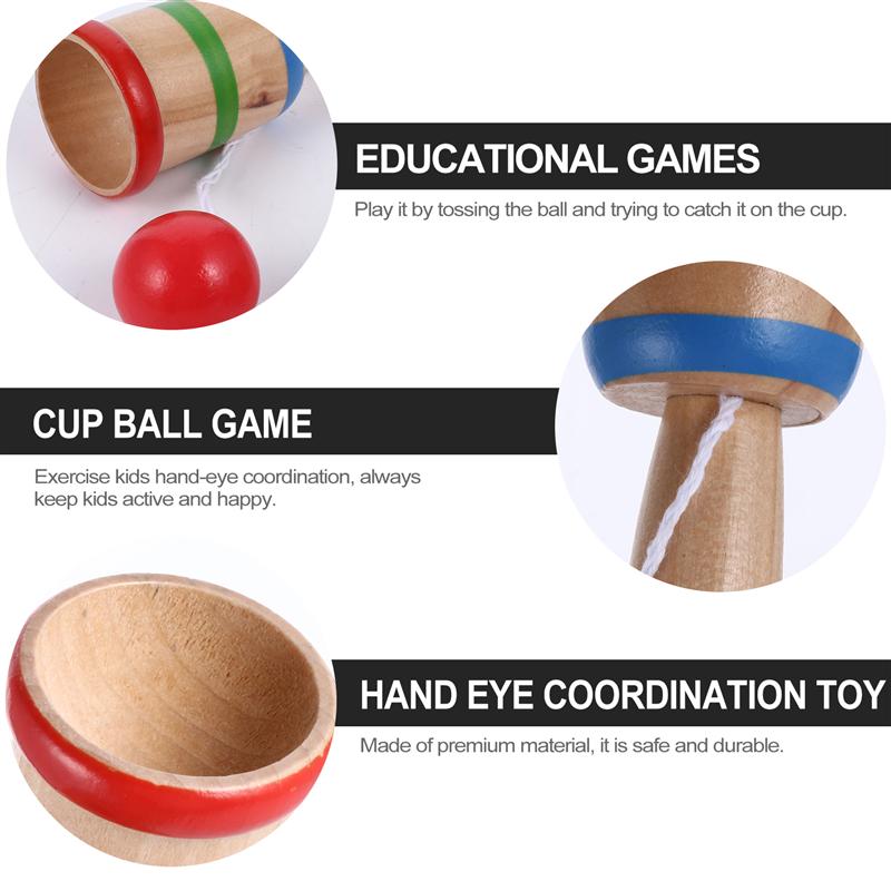 5pcs Kids Anti Stress Safe Simple Wooden Bilboquet Cup and Ball Preschool Educational Toys for Children Outdoor Funny Games