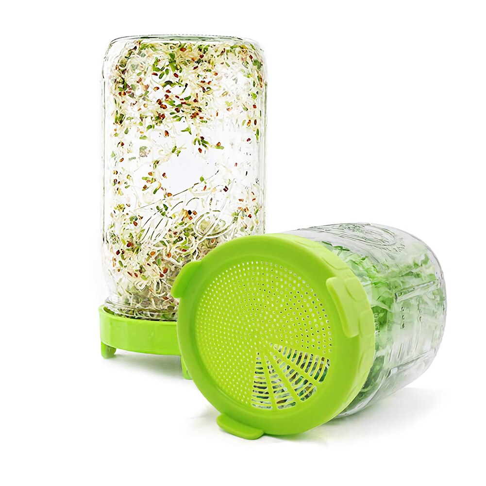 Sprouting Lid Food Grade Mesh Sprout Cover Kit Seed Growing Germination Vegetable Silicone Sealing Ring Lid For Mason Jar