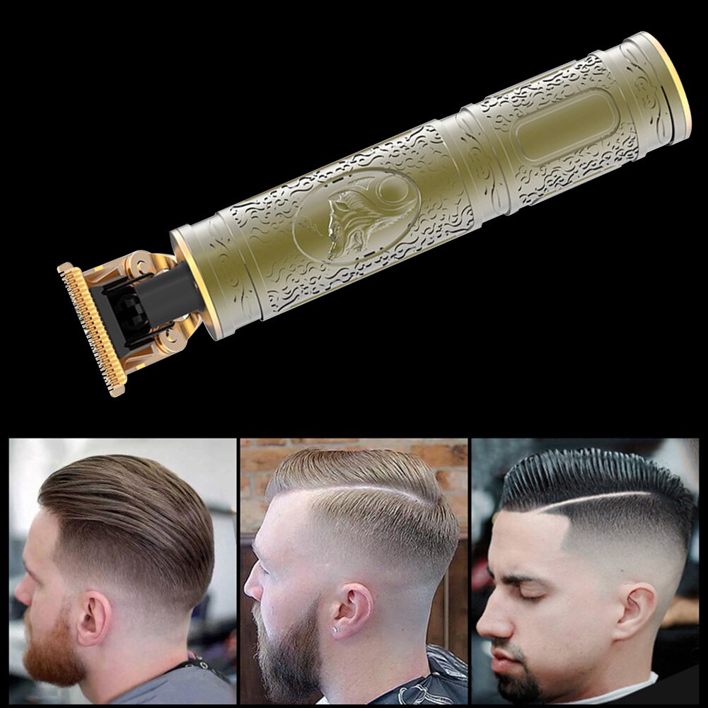 Hair Trimmer USB Rechargeable Hair Clipper Wolf Head Carving Men Oil Head Beard Electric Push Shears