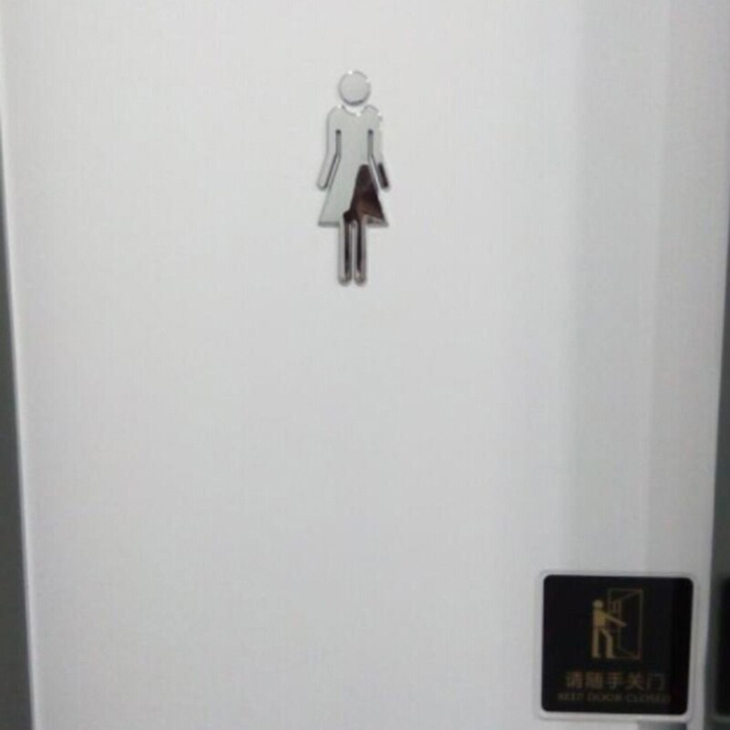 Acryl Wc Symbool Zelfklevende mannen En vrouwen Of Unisex Badkamer Teken Voor Hotel, Kantoor, thuis, Restaurant