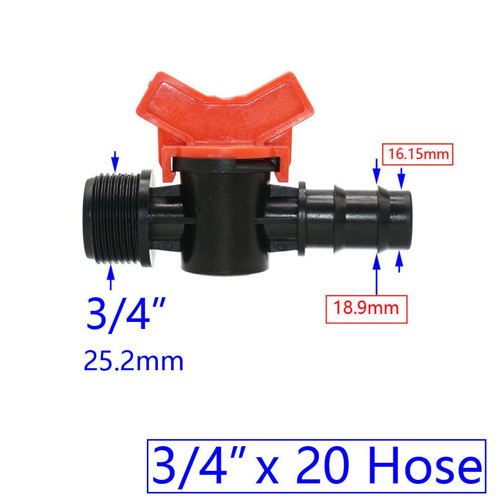 Garden Tap Pe Hose Connector Mini Valve With thread 1/2 3/4" For 1/4" 3/8" 16/20/25mm Water Tube Irrigation Valve Waterstop Cran: MULTI