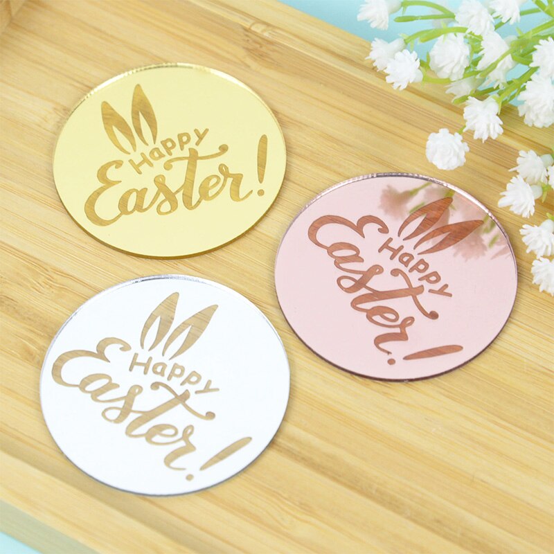 5/10pcs Easter Cake Decoration Acrylic Cake Toppers Gold Silver Rose Cupcake Toppers Easter Party Decoration Baking Supplies