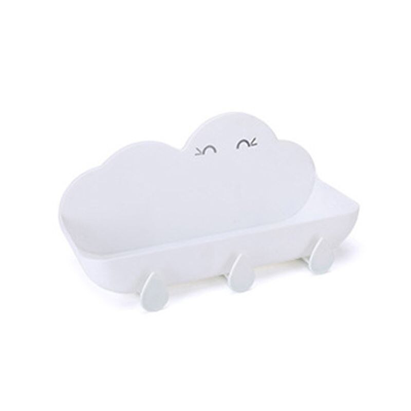 Mooie Wolken Badkamer Muur Gemonteerde Plank Opslag Shampoo Houder Rack Organizer Handdoek Sleutel Hanger Douche Planken: White