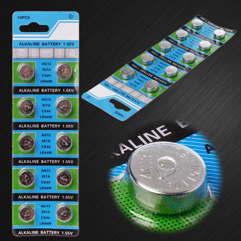 Pilas de botón para relojes, baterías de recambio para relojes, AG8, AG1, AG10, AG13, A76, LR44, 357A, S76E, G13, LR44, 1,5 V, 10 piezas