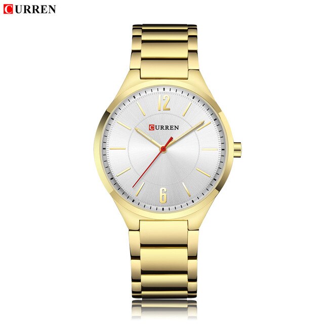 CURREN8280 Mannen Horloge Topmerk Mannen Gold Quartz Horloges Mannelijke Rvs Analoge Sport Horloge Relogio Masculino: Gold White