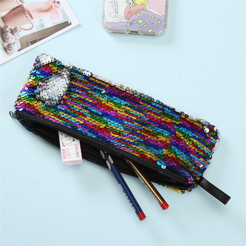 Colorful Pencil Case Reversible Sequin School Supplies Stationery Cute Pencil Box Pencilcase School Tools Pencil Cases