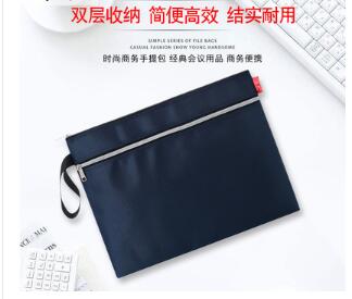 Waterproof canvas thickened large capacity A4 double-layer file storage zipper bag