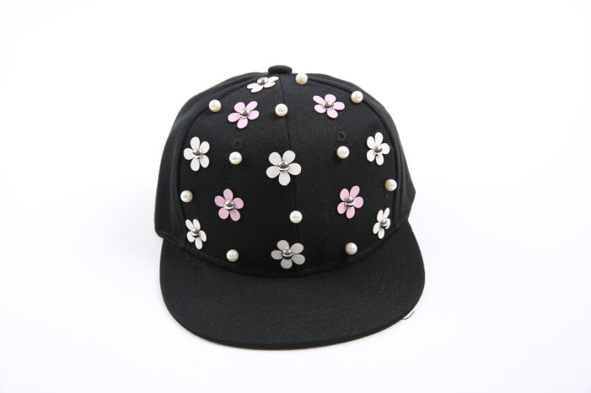 Snapback Hat, Punk Hedgehog Rock Hip Hop Flower Rivet Stud Spike Spiky Hat Cap Baseball Cap for 3-8Yrs Kids: Pink flower