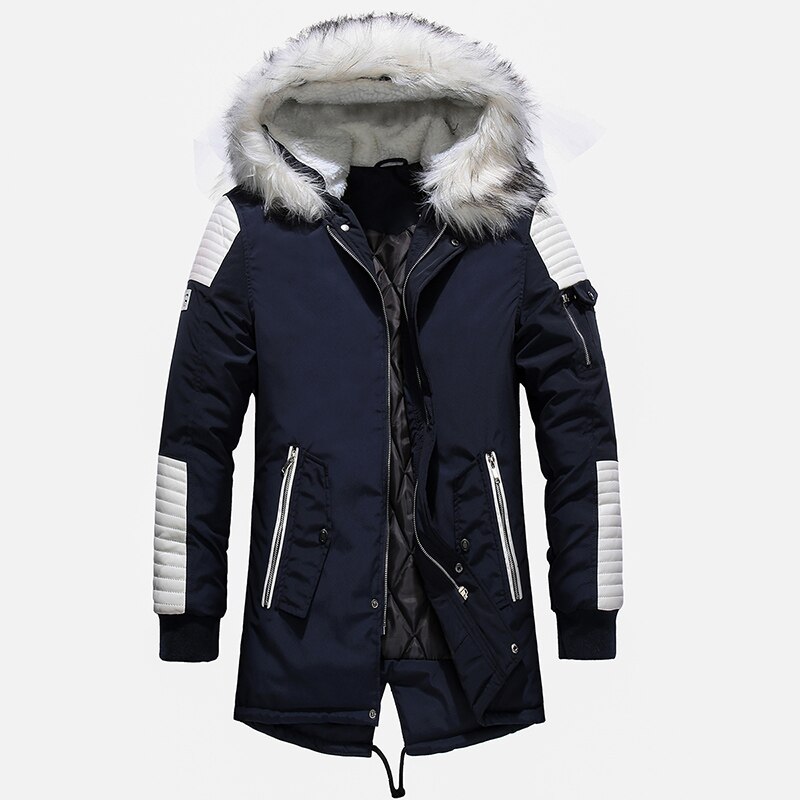 Thick Warm Parkas Coat Winter Jacket Men Casual Long Outwear Hooded Fur Collar Windbreaker Jackets Leather Coats Men Veste Homme