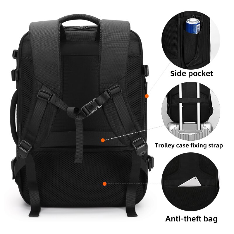 Rowe heren grote capaciteit meerlaagse rugzak usb-oplaadbaar waterdicht 17.3 inch computertas kan schoenen opbergen reistas