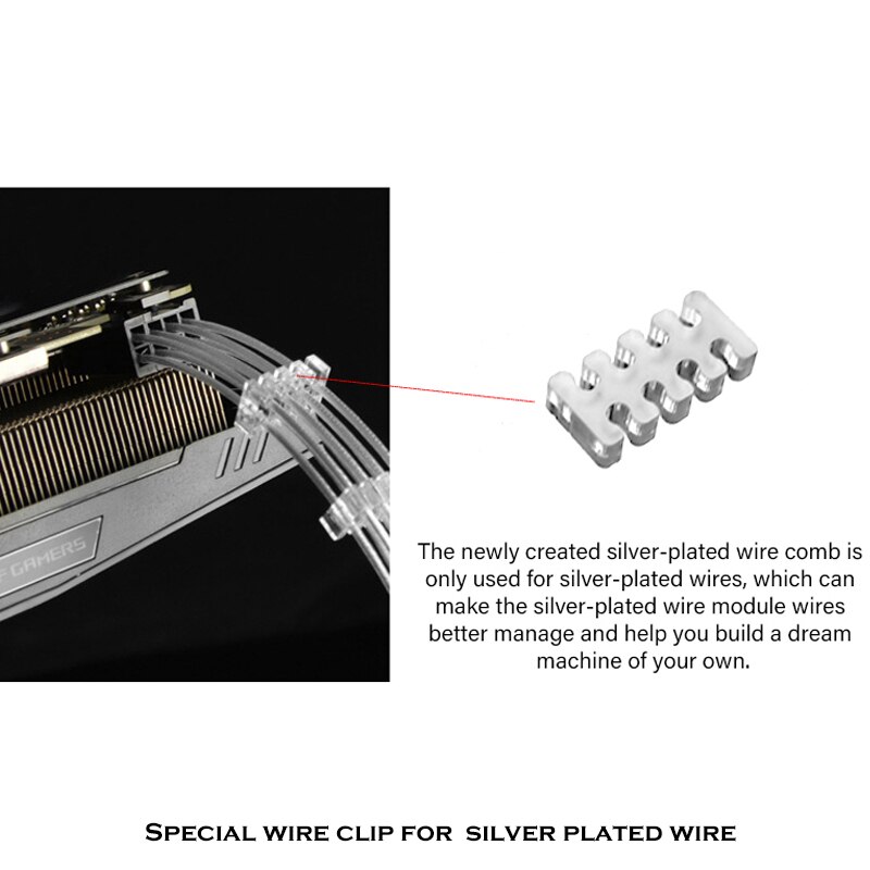 PSU Cable Slot Manager Comb PC Module Line Seat Silver Jacketed Wire Clip 1.8-2mm ATX/GPU/CPU 24Pin 8Pin 6Pin 4Pin